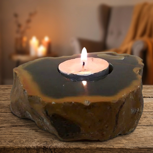 Wholesale Tiger Eye <b>Crystal</b> Stone Candle Stand Free Form <b>Raw</b> Semi-Precious Stone Crafts Natural Polished Waterproof Candleholder - Product Image 1