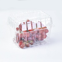 Boîte d'emballage en plastique PET transparente pour fruits cerises raisins 1000g Recyclable Contenant frais pour raisins avec trous au fond et au couvercle
