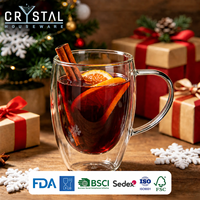 Mug en verre borosilicate à double paroi de 380 ml, parfait pour les vacances en famille et l'usage quotidien