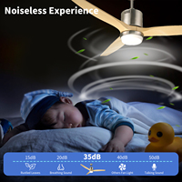 Ventilateur de plafond décoratif de luxe pour salon, 52 pouces, avec télécommande, pales en ABS et éclairage