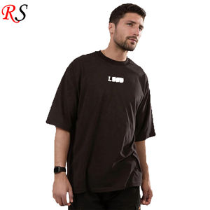 Vente en gros à prix réduit Chemise à col rond de couleur unie T-<span class=keywords><strong>shirt</strong></span> surdimensionné avec logo personnalisé T-<span class=keywords><strong>shirt</strong></span> Boxy noir pour hommes - Product Image 1