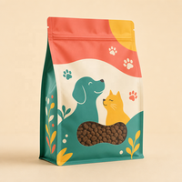 Sachet d'emballage personnalisé pour aliments pour animaux de compagnie, en aluminium mat, haute barrière, refermable, pochette verticale pour friandises pour chiens et chats