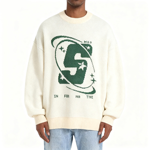 Áo len nam thiết kế riêng OEM & ODM, chất liệu jacquard, họa tiết hoạt hình, kiểu dáng áo len chui đầu thời trang, cổ tròn, chất liệu cotton, màu đen, áo len đặt may riêng - Product Image 2