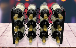 Moderno Espositore per Vini a 3 Ripiani in Metallo, <span class=keywords><strong>Portabottiglie</strong></span> da Cantina per 12 Bottiglie, Scaffale per Vini da Esposizione, <span class=keywords><strong>Portabottiglie</strong></span> per Cantina - Product Image 3