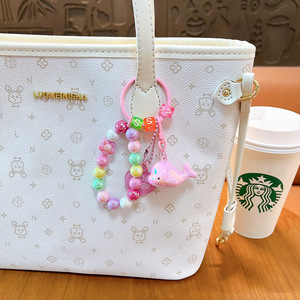 Khuyến mại 3D PVC Carabiner Keychain thỏ con chó chuột cá heo mạ điện màu hạt chuỗi - Product Image 3