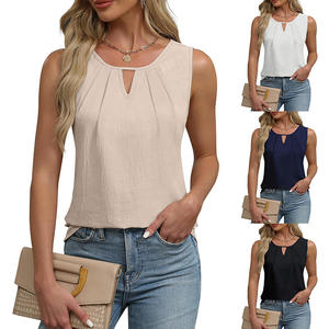 Camiseta sin Mangas Holgada con Cuello Redondo y Cuentas, Color Sólido, Ecológica, Nueva Colección Primavera/Verano 2026 <span class=keywords><strong>para</strong></span> Adolescentes y Mujeres - Product Image 5