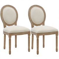 Chaise de salle à manger Louis traditionnelle en bois massif, empilable et extensible, finition chaux antique, avec revêtement en lin, pour événements et mariages