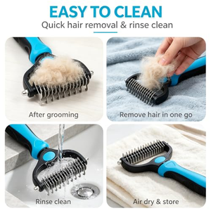 Brosse de toilettage pour animaux de compagnie, brosse anti-poils pour chats et chiens, outil de démêlage et de retrait des poils morts, râteau pour sous-panneaux et nœuds - Product Image 5