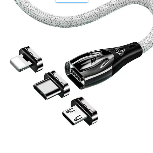 3 in 1 Magnetic Data Cable  USB Type C Magnetic 5a Fast Charging Data Cable With Led Indicator