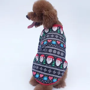 Cartoon Warm Dog Clothing Vest Christmas Style Pets Short Mouwen Winter Small Medium Red Dogs Jas Comfortable Pets Clothing