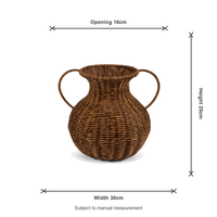 Panier Amphore en Rotin Tressé à la Main, Panier Vase à Poignée en C, Organisateur de Rangement pour Couvertures et Jouets, Vente en Gros OEM, Panier de Rangement Tressé