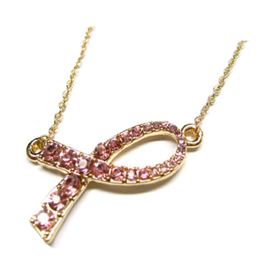 Collar con colgante de cinta Rosa contra el cáncer de pecho, Gargantilla personalizada - Product Image 1