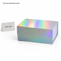 Boîte cadeau rigide irisée Ainbow avec couvercle à charnière et structure de support pliable pour coffrets cadeaux, marques de détail et fournitures en gros