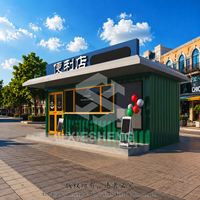 Nuevo Contenedor Prefabricado de Acero de 20 Pies para Cafetería con Terraza, Balcón, Escaleras y Luz LED para Comedor al Aire Libre