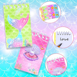 Mermaid Cartoon <b>Spiral</b> <b>Notebook</b> 10Pcs Creative Trend Student Diary Digital Printing Notepad - Product Image 4
