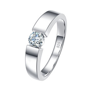 Joyería de plata personalizada par 0.5ct Moissanite anillos de diamante banda de Plata de Ley 925 de compromiso de boda <span class=keywords><strong>Gay</strong></span> anillos - Product Image 1