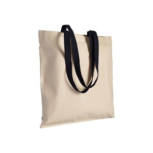 Bolsa de Compras de Algodón Natural 220g/m² con Asas Negras, Cuadrada, Casual, Promocional - Product Image 1