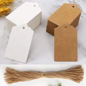 50 Etiquetas de Papel Kraft, Tarjetas de Cartulina Blanca con Cuerdas, Etiquetas de Regalo para Bodas, Cumpleaños, Navidad, Fiestas, Suministros para Empacar Galletas - Product Image 1