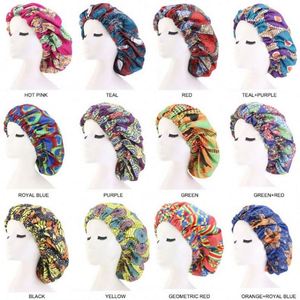 Nouveau design, grand bonnet réglable à double couche doublé de satin, en tissu Ankara, pour le sommeil, les voyages et la plage - Product Image 5