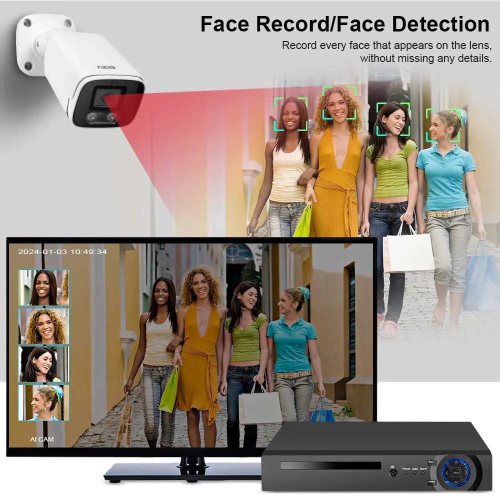 KERUI-Caméra d'extérieur CCTV 4MP, système NVR, système POE, système de sécurité NVR, kit caméra réseau POE, enregistrement du visage 8CH