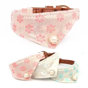 Arnés de lujo para perros de alta calidad, decoración de perlas personalizada, de Bandana <span class=keywords><strong>Collar</strong></span>, collares modernos para mascotas para caminar, características, bufanda para el cuello - Product Image 1