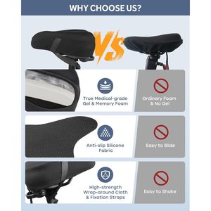 Cómoda funda para SILLÍN de bicicleta, cojín para asiento de bicicleta acolchado con Gel para ciclismo interior y exterior, Material de espuma PU para ejercicio de montaña - Product Image 5