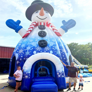 Castillo inflable con forma de muñeco de nieve, iglú, domo, casa de brinco navideña para niños - Product Image 1