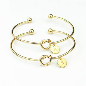 Bijoux personnalisés DIY en laiton argent plaqué or 18 carats, <span class=keywords><strong>amitié</strong></span> amour coeur nœud Bracelet Bracelet avec <span class=keywords><strong>lettre</strong></span> - Product Image 4