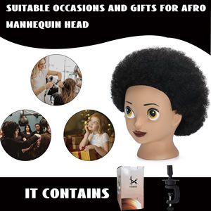 ตุ๊กตาหัวสอนระเบิดสีดำมีรูปหน้าอันละเอียดอ่อนและน่ารักและสามารถใช้เพื่อสร้างแม่พิมพ์ทำผมคนจริงได้ - Product Image 4