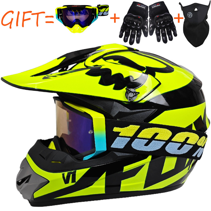 Black and green EOX comes with yellow and blue 100 goggles