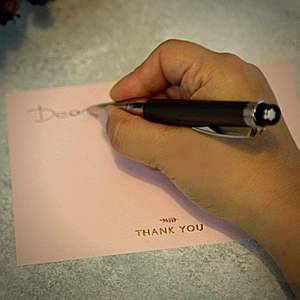 Pack de cartes de remerciement personnalisées, élégant, gris, rose, feuille d'or en relief, carte de remerciement avec <span class=keywords><strong>presse</strong></span>, enveloppe et autocollant - Product Image 4