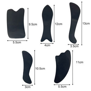 Planche gua sha naturelle corne de buffle noir grattage corne de bœuf ensemble de planche de grattage outil de Massage grattoir masseur de visage <span class=keywords><strong>Acupuncture</strong></span> Gua - Product Image 5