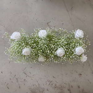 Centro de Mesa de Lujo con Rosas Blancas y Paniculata, Camino de Mesa, Decoración para Fondo de Boda, Accesorio de Flores Artificiales - Product Image 2