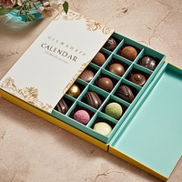 Boîte d'emballage en carton rigide à deux portes avec impression personnalisée pour bonbons et chocolats, boîte en carton robuste avec 25 compartiments