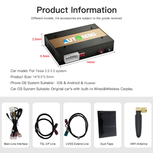 Autommi 2025 Wireless CarPlay Android Auto สำหรับ <span class=keywords><strong>Tesla</strong></span> <span class=keywords><strong>Model</strong></span> <span class=keywords><strong>3</strong></span> <span class=keywords><strong>Model</strong></span> Y พร้อมอุปกรณ์เสริมมัลติมีเดีย รองรับกล้อง โมดูล CarPlay - Product Image 6