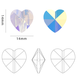Zhubi, colgante en forma de corazón de 14MM, cuentas de cristal con agujero Central, cuentas de corazón de amor de cristal brillante para fabricación de joyería, abalorios de moda DIY - Product Image 2