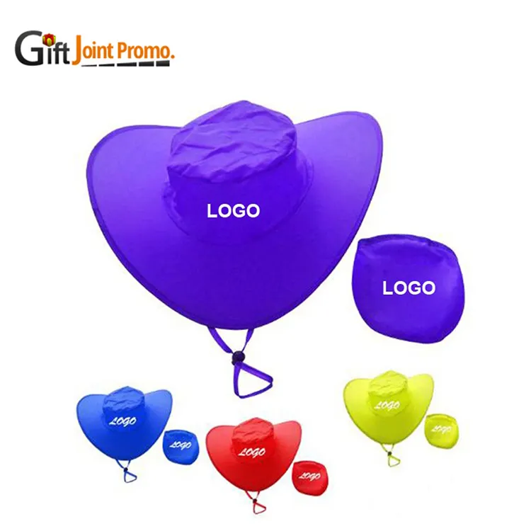 Promotional Wholesale Custom LOGO Printing Polyester Folding Hat With Pouch