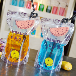 Hand Held Cold Hot Stand up <strong>Pouches</strong> Zipper Clear Beverage Reusable Customized Juice Bags Plastic Straw Drink <strong>Pouch</strong> - Product Image 3