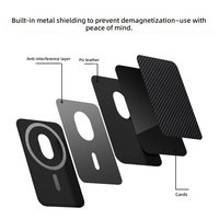 Porte-cartes de téléphone ultra fin en carbone tissé, léger, en fibre d'aramide, portefeuille magnétique, poche pour cartes de crédit, logo personnalisé, vente en gros