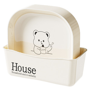 จานขนมลายหมี จานผลไม้พลาสติกทรงสี่เหลี่ยม จานสำหรับงานปาร์ตี้ - Product Image 5