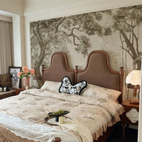 Papel Tapiz de Selva Tropical Estilo Francés Americano, Tela de Pared Estilo Nanyang de Mediados de Siglo, Mural Retro de Selva con Ciervos para Fondo de TV