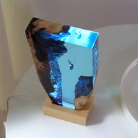 Lampe créative en résine époxy et bois, faite à la main, multicolore, thème océan, lampe aquatique, plongée en eaux profondes, pour les passionnés de plongée en grotte