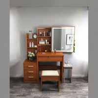 Coiffeuse de maquillage d'angle moderne au design européen avec miroir lumineux Meubles de chambre à coucher en bois Commode tiroirs pour lit