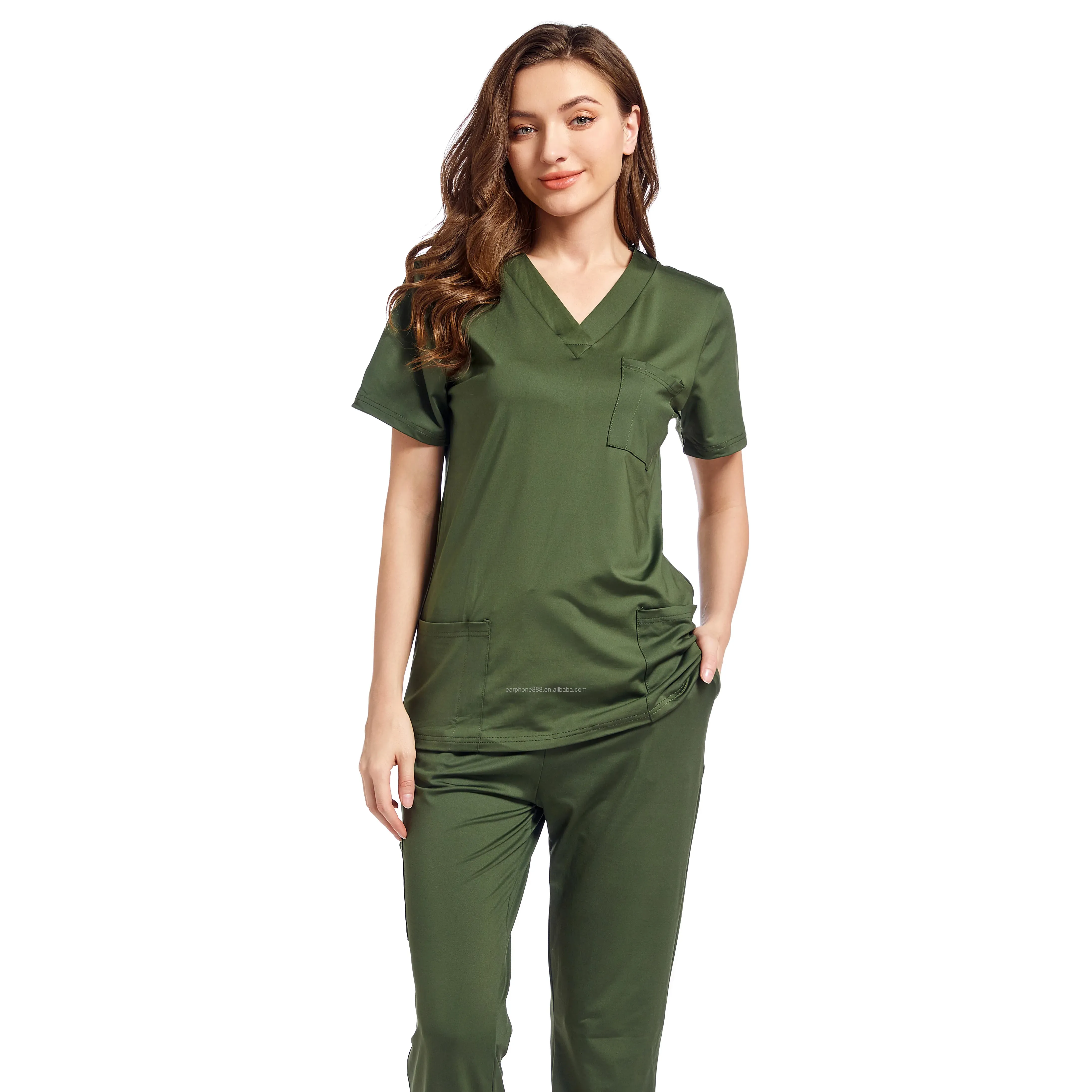 Manufactory Direct Logo Stretch Scrubs With Flare Polyester Scrub Sets Nurse Scrubs Custom Uniform