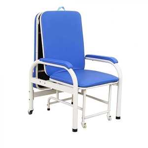Silla Cama Plegable Azul Metálica Multifuncional para Hospital con Ruedas - Product Image 2