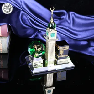 Kristal Glas Mekka Mekka Klok Toren Allah Kaaba Koran Islamitische Eid Gift MH-G0440