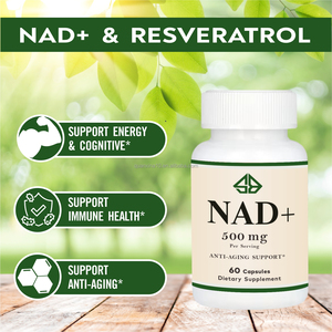 OEM Nicotinamide Riboside Hydrogen Melate NAD+ 60 Capsule Rigide Trans-Resveratrolo 500mg Supporto Energetico per Adulti - Product Image 4