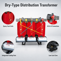 Transformateur sec à résine coulée SCB13 de 2500 kVA, triphasé, 10 kV/400 V, faible perte, économie d'énergie, pour postes de transformation intérieurs