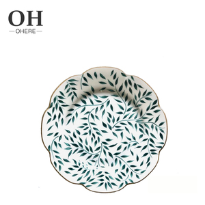 Il nuovo design <span class=keywords><strong>piatti</strong></span> in ceramica piccole foglie verdi semplice piatto di insalata di frutta domestica creativo occidentale sottopiatti matrimonio - Product Image 3
