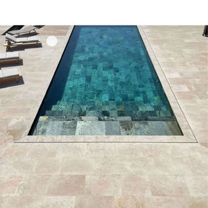 Tostone Top Sales spazzolato naturale travertino <span class=keywords><strong>piscina</strong></span> a goccia con bordo quadrato con bordo quadrato in pietra per Villa decorazione giardino - Product Image 1